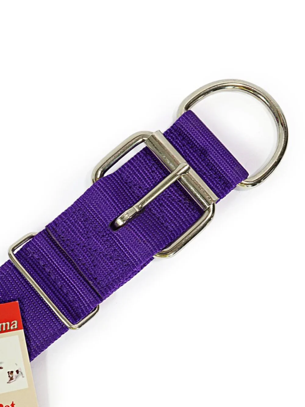 Valhoma Spiked Dog Collar Double Layer Nylon Silver Spikes Purple Large 22